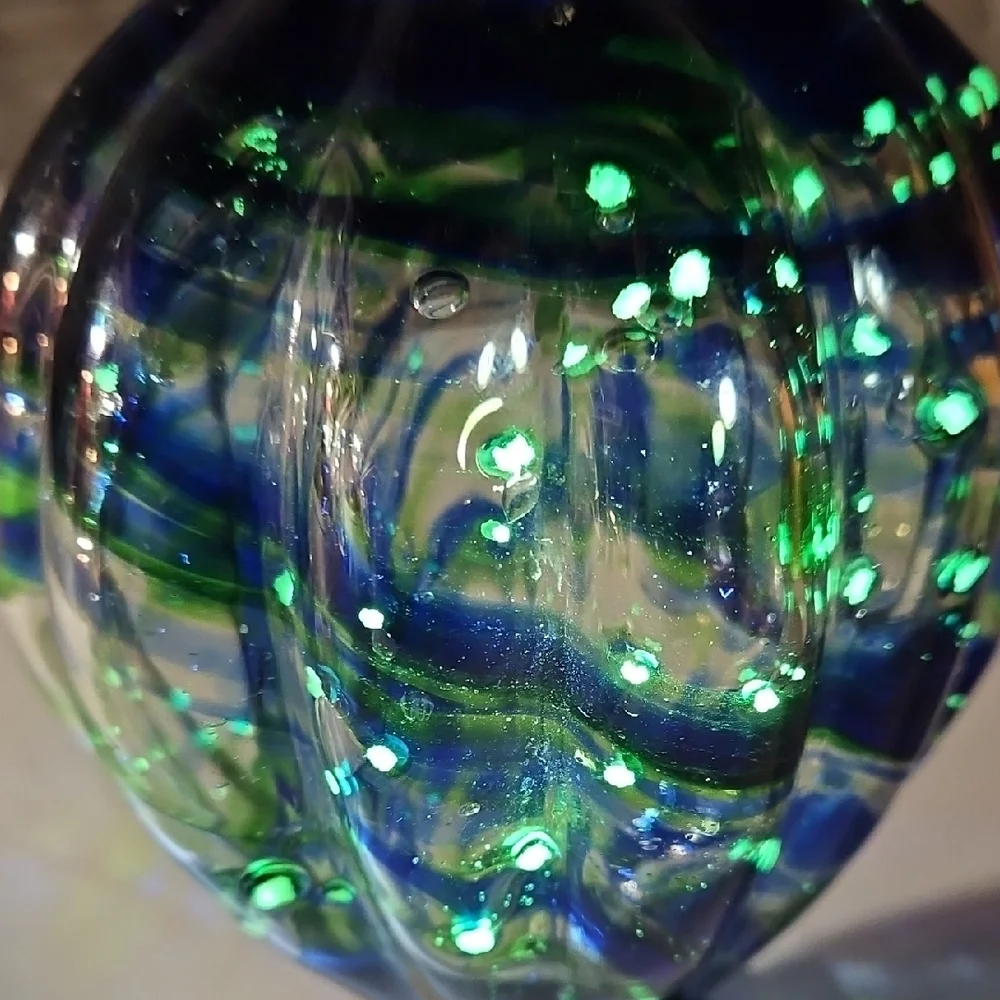 Colorful Handblown Glass Hummingbird Feeder,  Glow in the Dark